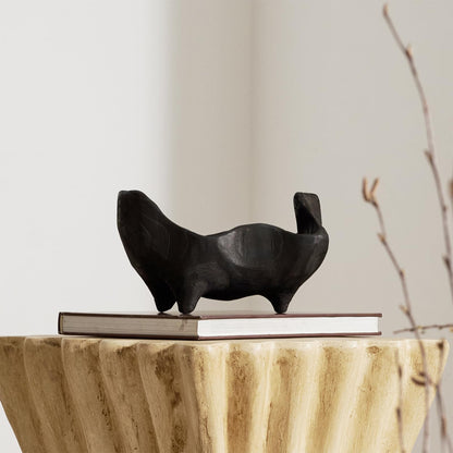 DN DECONATION Oak Wood Black Decorative Bowl-9.25x5.51 Inch Small Bowl for Entryway Key, Fruit, Candy with feet, Boho Farmhouse Home Decor for Dining Room, Coffee Table Centerpiece