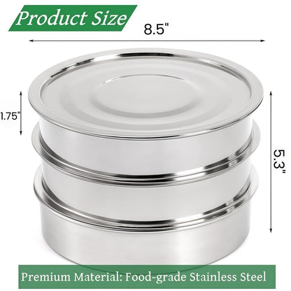 Tlence 9" Stackable Stainless Steel Seed Sprouting Kit, 3-Tier Mesh Germination Tray, Seed Sprout Grower with Lid Base, Microgreens Propagator for Beans Peas Broccoli Wheat Grass, Soil Free