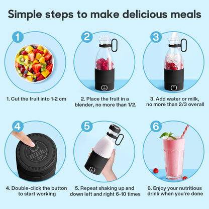 MIAOKE Portable Blender,Fashion Portable Blender for Shakes and Smoothies 11.8 Oz,Magnetic USB Fast Charging Mini Mixer Bottle,Take It for Traveling, Outdoor, Gym, Office, Cars, Gift -PK