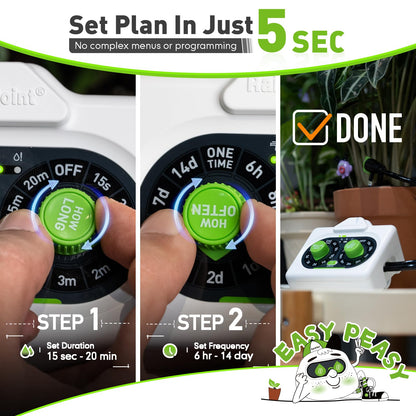 RAINPOINT Easy-Setup Automatic Plant Waterer Indoor for Pot Plant Adjustable Water Output,Battery Powered Outdoor IP54 Waterproof Drip Irrigation System Device Kit Beginner-Friendly Water 10-15 Plants