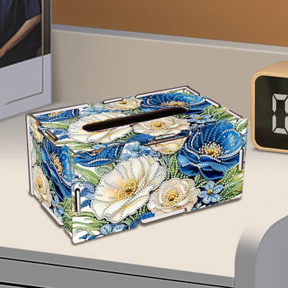 LSQFS DIY Diamond Painting Tissue Box for Adults, Wooden Diamond Art Craft Kit, Sparkling Desktop Tissue Holder with Rhinestone for Home Office Vanity Decor