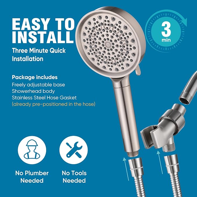 Cobbe Filtered Shower Head with Handheld, High Pressure 6 Spray Mode Showerhead with Filters, Water Softener Filters Beads for Hard Water - Remove Chlorine - Brushed Nickel
