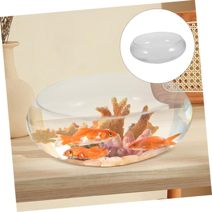 Mikikit Fish Bowl Glass Aquarium Tank Clear Desktop Fish Tank for Small Hydroponic Plant Pot Glass Design for Decor