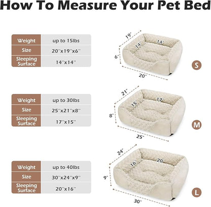 INVENHO Medium Dog Bed Rectangle Washable Orthopedic Soft Calming Sleeping Durable Pet Cuddler with Anti-Slip Bottom