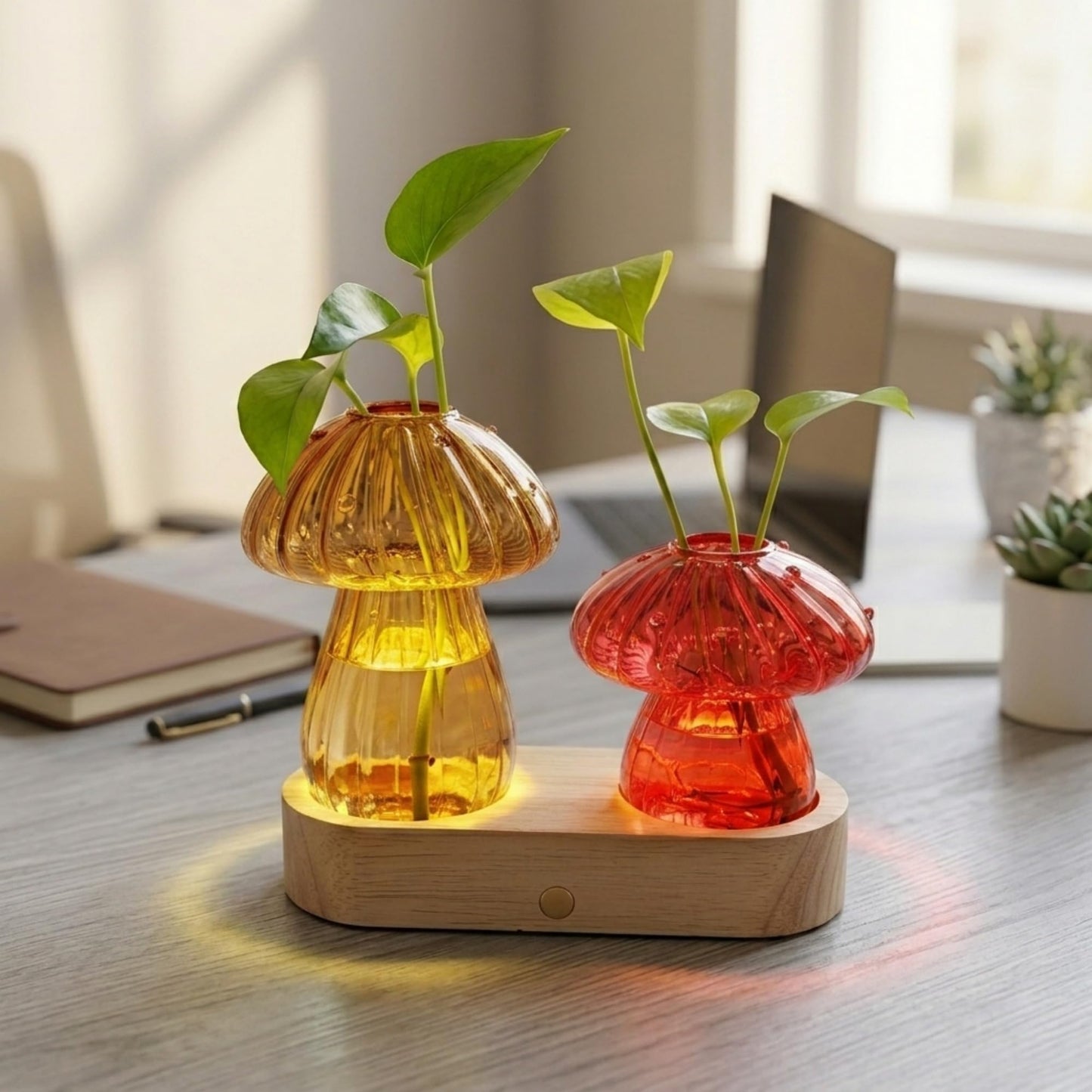 Propagation Vase with Light，Plant Propagation with Stepless Dimming Function for Home Office Night Decor,Led Hydroponic Plant Jars Valentines Day Gifts for Mom Women Plant Lovers