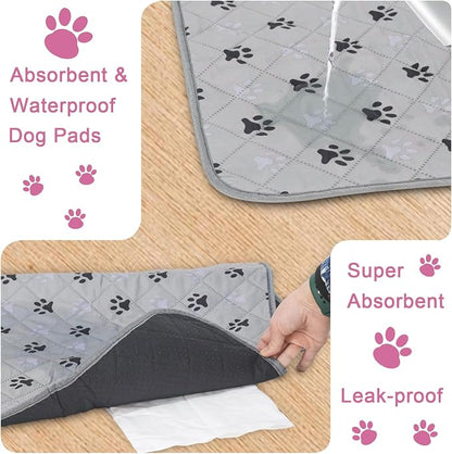 JERIA 2 Pack 36"x 41" Waterproof Non Slip Wee pad，Reusable Washable Pee Pads for Dogs，Absorbent and Leakproof Training Mats for Potty, Bed, Sofa, Potty Training