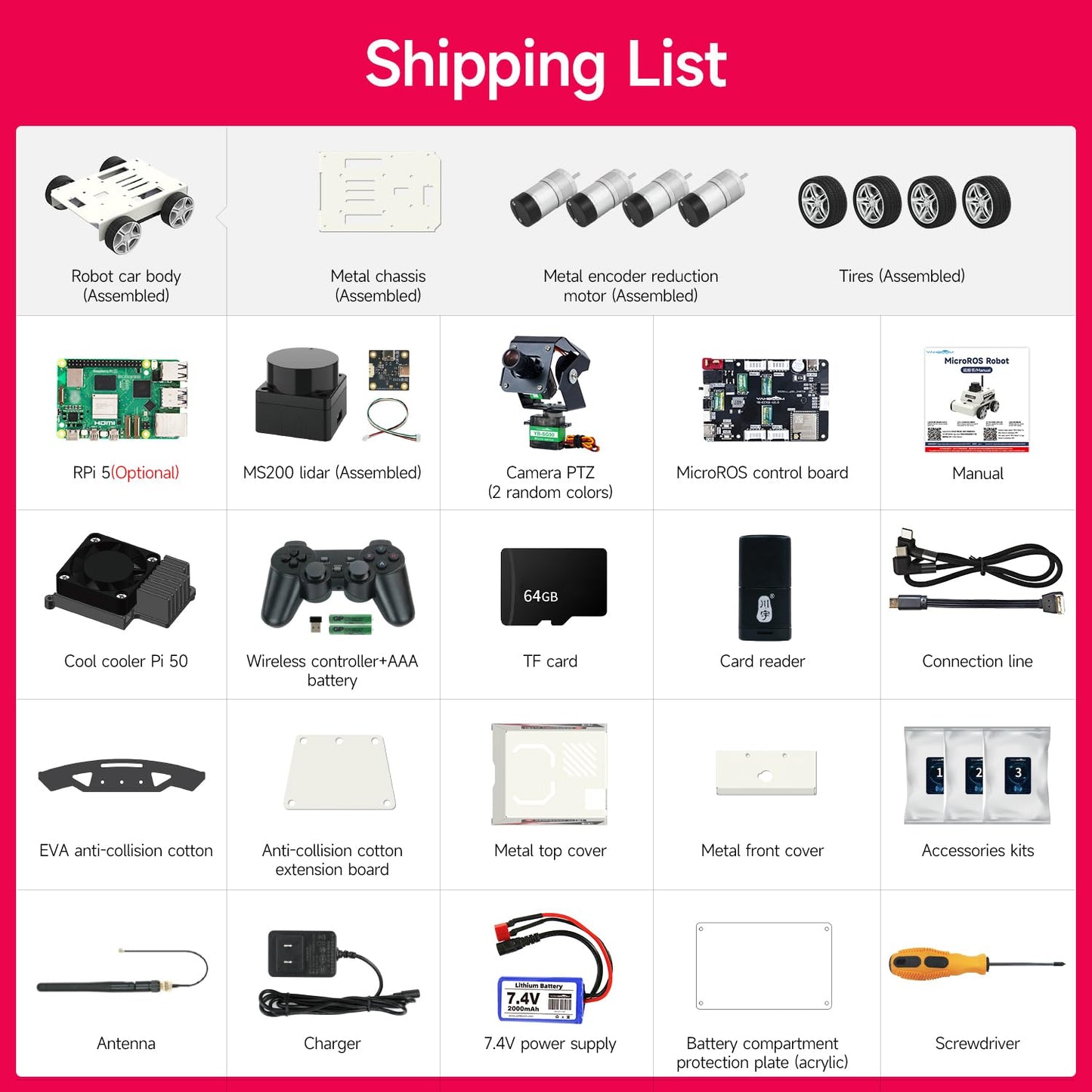 Yahboom Raspberry Pi 5 AI Visual ROS2 Smart Robot Car Kit 2DOF Carmer Autonomous Driving Lidar Stem Education Project for Teen Engineers Students (with Raspberry Pi5-16GB)