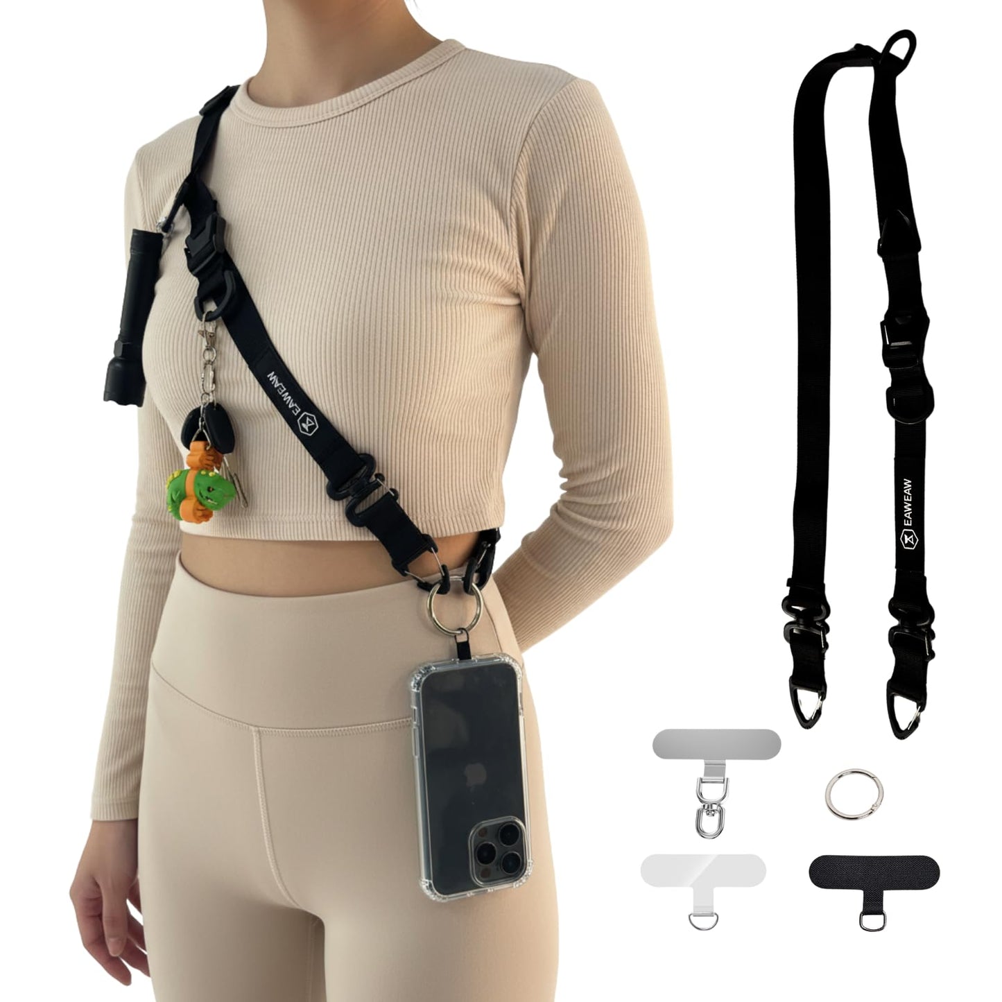 EAWEAW Heavy Duty Phone Lanyard Crossbody, Thick Adjustable Strap for iPhone & Android, Hands-Free Neck Strap with Secure Patch, Durable Anti-Drop Crossbody Phone Holder for Travel & Hiking