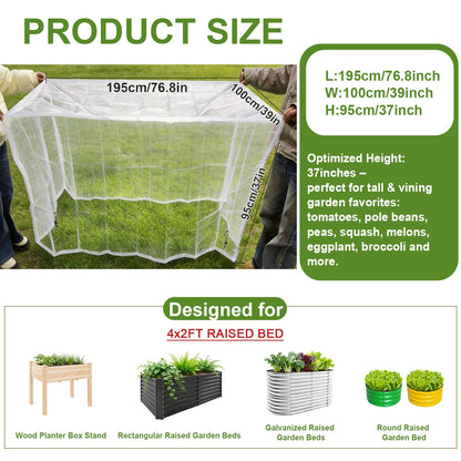 2 Pack Garden Netting for 6×3 FT Raised Beds, Large Fine Mesh Insect Netting with Drawstring, Garden Bed Cover for Vegetables, Fruit & Flower Protection