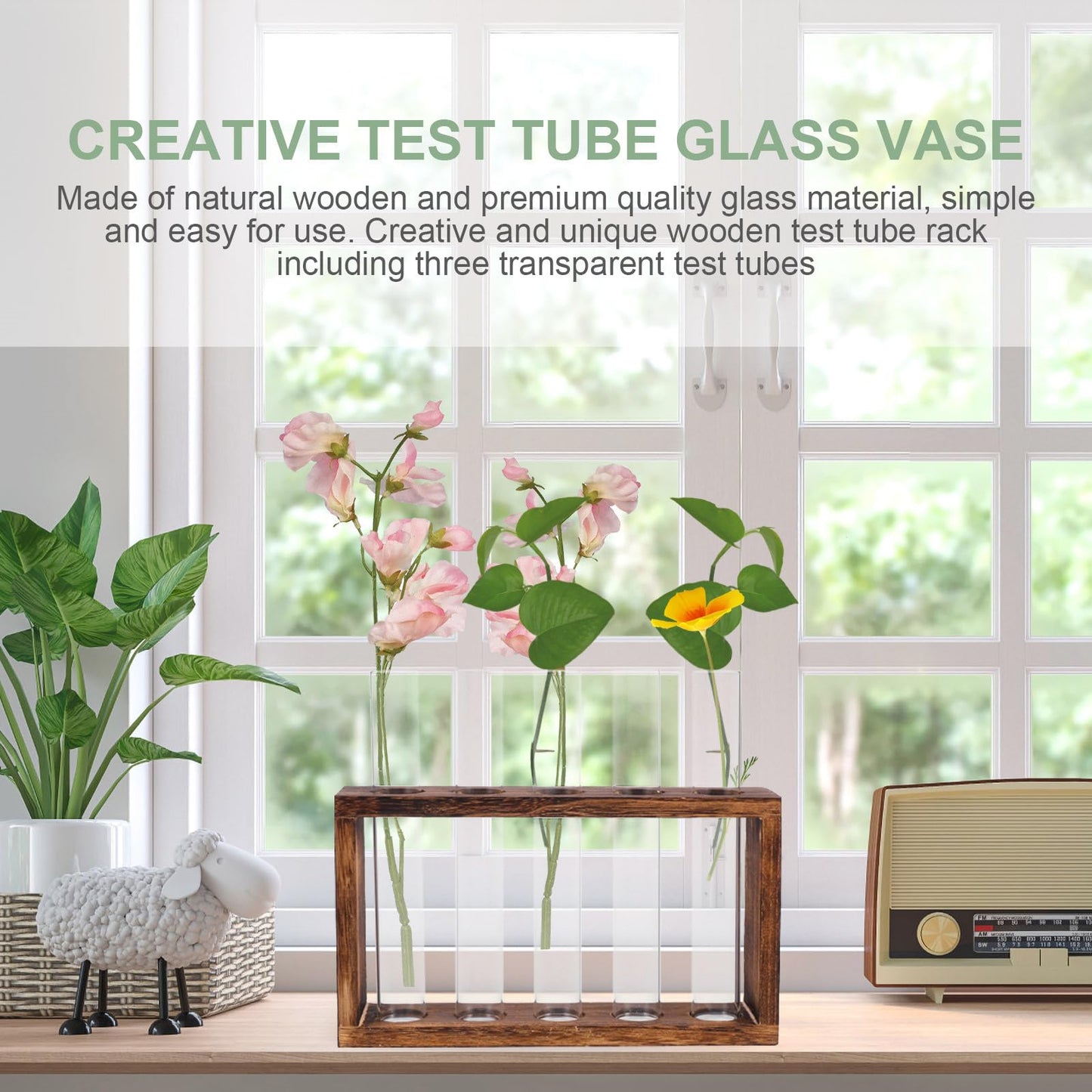 MUCKLILY Glass Test Tube Vase Hydroponic Planter Large Plant Terrarium Container for Home Décor and Water Planting