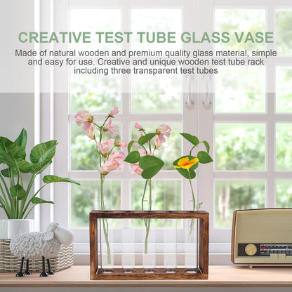 GLEAVI Glass Test Tube Vase Hydroponic Planter Large Glass Container for Water Planting and Air Plant Terrarium Home Décor