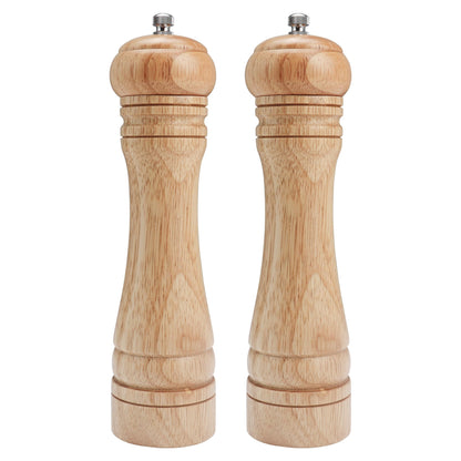 Gulex® Wood Pepper Grinder Pepper Mill,Adjustable Coarseness 8 Inch Wooden Peppermill, Ceramic Grinding Mechanism Salt Mill Refillable (1 pack) (Light-2PC)