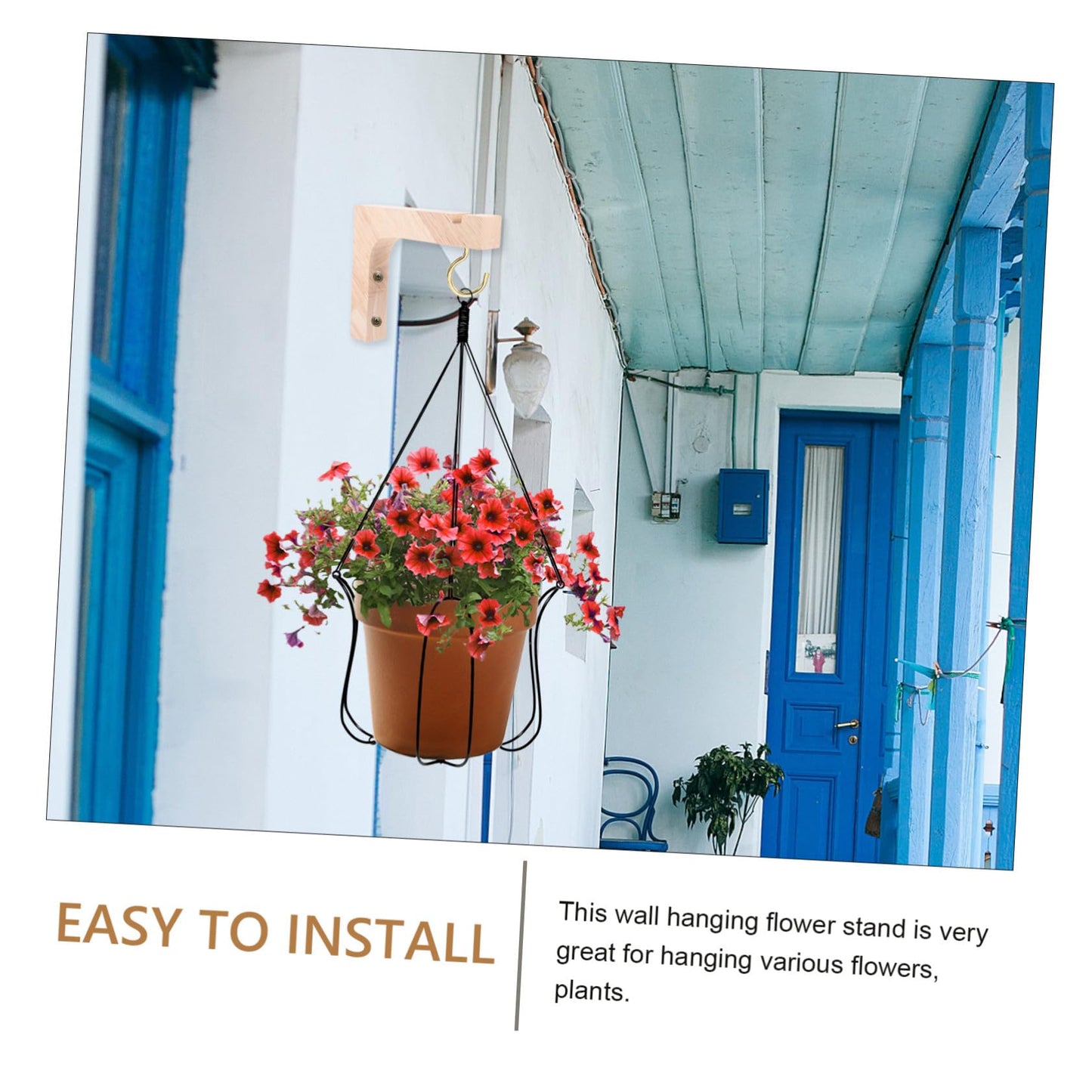 UKCOCO 2pcs Wooden Plant Hangers Wall Mounted Hooks for Indoor Hanging Plant Brackets Heavy Duty Natural Wood for Flower Pots