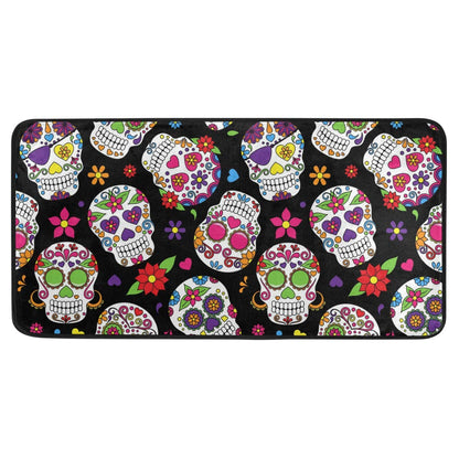 Anti Fatigue Kitchen Floor Mat, 39 x 20 in Sugar Skull Non Slip Absorbent Comfort Modern Standing Mat Soft Kitchen Runner Rug for Hallway Entryway Bathroom Living Room Bedroom Halloween Ghost…