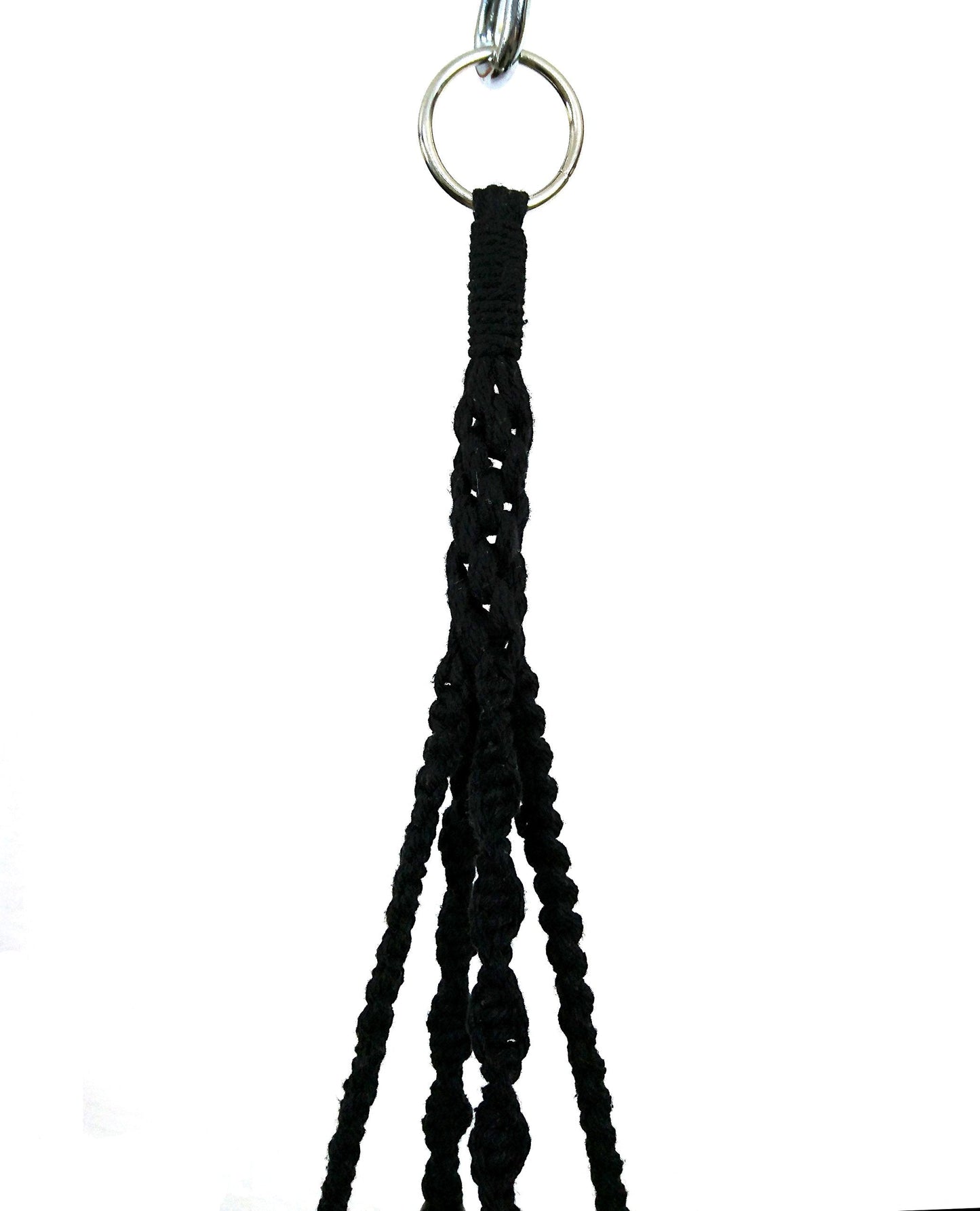 Macrame Plant Hanger & Holder, Hanging Planter 4 Legs Double Deck for 8 inch to 10 inch Two Pots Indoor Outdoor Hanging Planter Cotton Rope 67 Inch with Metal Ring (Cotton-Black)