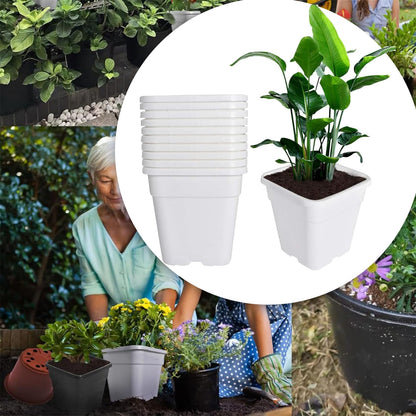 findmall 1 Gallon Square White Nursery Pots Plant Pots Grow Pots Nursery Container for Planting Soil Plants 10 Pcs