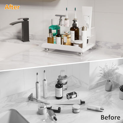 YOOLENS Quick Dry Electric Toothbrush Holder 4 Slots Metal Bathroom Counter Organizer for Toothpaste Razor Mouthwash, White