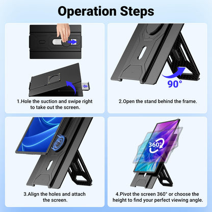 16" Laptop Screen Extender, 1200P FHD Portable Monitor for Laptop, 360° Rotating, Plug & Play, Detachable Stand, Height Adjustable for 13-17" Laptops, Travel Screen compatible with Mac/Windows/Chrome