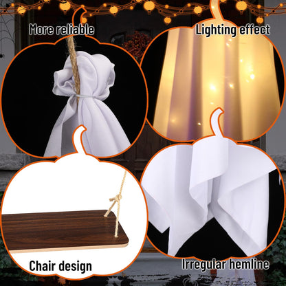 Yywsya Halloween Decorations Outdoor Large Hanging Swing Ghost with String Lights Remote Control Halloween Swinging Ghost Decor for Tree Porch Yard Garden Lawn