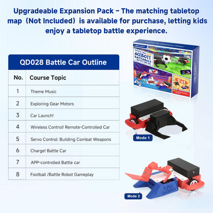 2-in-1 Football & Battle Robot Car Kit, ESP32 APP-Remote Control Battlebolt Car Fighting Robot Toy for Kids Wireless Gameplay Robotics STEM Science Kit Birthday Gift for Boys Girls Age 8+ (One Car)