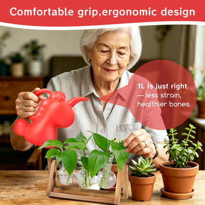 XXXFLOWER Unicorns Indoor Watering Can, 1 L Cute Animal Water Cans, Novelty Unicorns Shape Watering Pot for Office House Indoor Garden（Red）