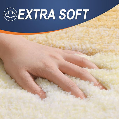 OLANLY Large Bathroom Rugs Mat 54x24, Extra Soft Absorbent Microfiber Bath Rug, Rubber Backing, Quick Dry, Washable Bath Mats for Bathroom Floor, Tub and Shower, Home Decor Accessories, Light Yellow