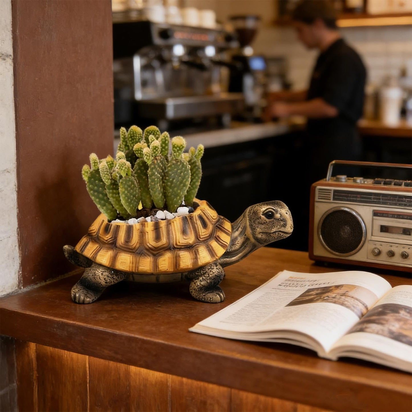 Turtle Planter Pot | Cute Succulents Pot with Drainage Holes | Small Planter,for Indoor Cactus Living Room Study Room Balcony Desk Shelf Windowsill Home Office Women Gardening Enthusiasts