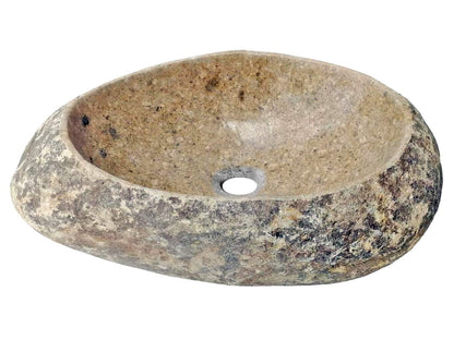 Eden Bath River Rock Boulder Variable Shaped Vessel Sink, Polished Stone Basin with Natural Exterior