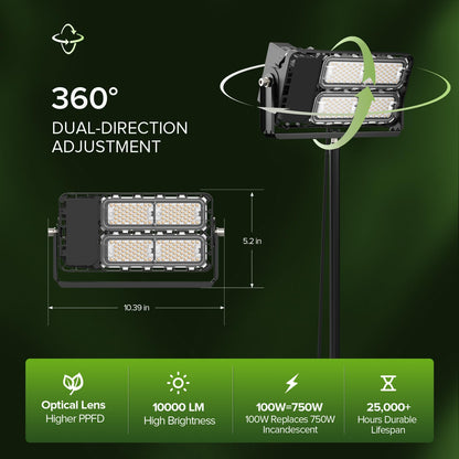 SANSI Grow Lights for Indoor Plants, 100W Dimmable Plant Lights for Indoor Growing, IP65 Full Spectrum High PPFD 10klm 38"-80" Adjustable Tall Standing Grow Light with Auto On/Off Timer Remote Control