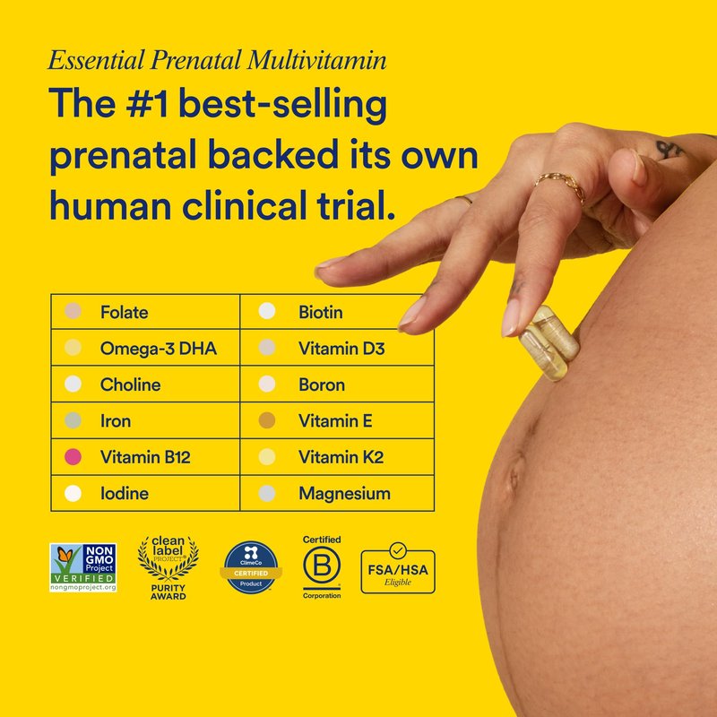 Ritual Prenatal Multivitamin For Women - Key Essential Vitamins and Minerals To Support Mom and Baby During Pregnancy* - Folate, Choline, Omega-3 DHA, Iron - Vegan - Citrus - 60 Capsules - 30 Servings