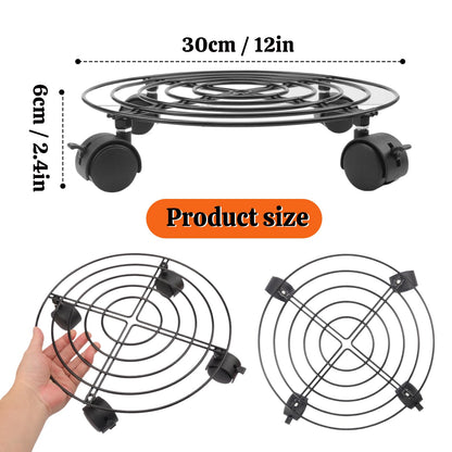 Yiksonyo 4 Pack 12" Plant Caddy with Wheels, Heavy Duty Metal Plant Stand on Wheels Indoor & Outdoor, Smooth Rolling Planter Caddy with Locking Casters for Pots, Trees, Vases