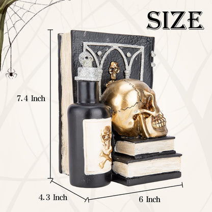 WONDER GARDEN Halloween Decorations Indoor Resin Halloween Skull Heads with Books Statue Head Sculptures Table Sign Decor for Party Home