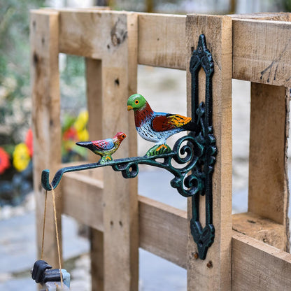Sungmor Cast Iron Hanging Plant Bracket, 2 Pack Heavy Duty Hanging Basket Brackets, 10" Deep Outdoor Wall Plant Hangers, Decorative Garden Hooks for Flower Basket Bird Feeder Wind Chime Solar Light