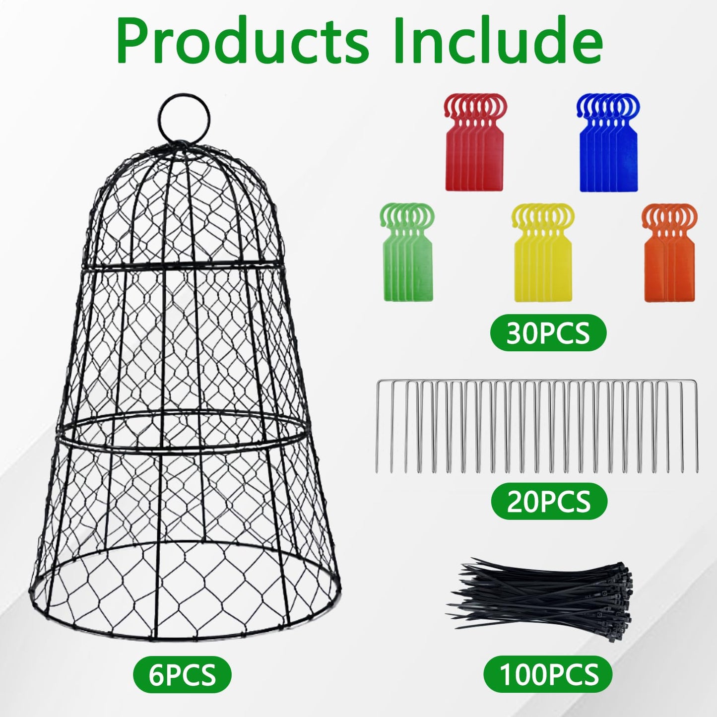 XMxoTxo 6 Packs 11.4" D x 17.7" H Garden Cloches for Plants,Upgraded Triple Combination,Rustproof Chicken Wire Cloches Flip-Top Design,Plant Protectors from Animals,Ideal for Outdoor Plant Protection