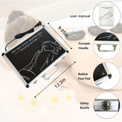 MINGJISHIYE Hot Stone Massage Set, 20 Pieces of Basalt Massage Stones, Suitable for Relaxation in Home spa Heat Therapy