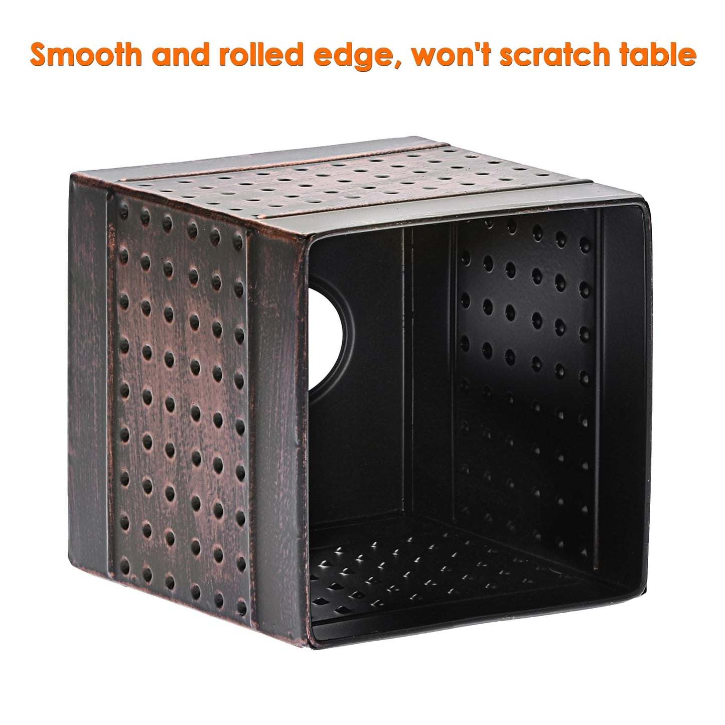 Kokone Tissue Box Cover Sturdy Galvanized Iron Square Tissue Box with Baked-on Paint Finish for Home,Office Elegant Cube Tissue Holder for Vanity Dresser Night Stand Toilet Tank Countertop,Bronze