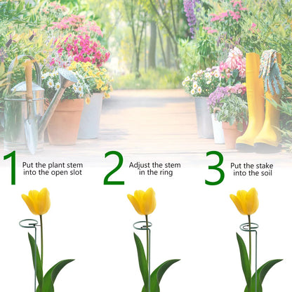 Thealyn 12 Pack 16 Inch Plant Support Stakes, Metal Single stemmed Flower Support Hoops，Garden Plant Stakes Plant Prop for Amaryllis Orchid Lily Rose Peony Tomatoes Gladiolus