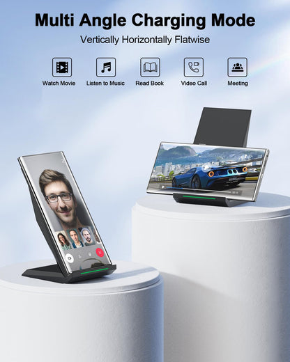 Fast Wireless Charger, [2 Pack] NANAMI Qi Certified Wireless Charging Stand Compatible iPhone 17/17 Air/17 Pro/17 Pro Max/16/15/14/13/12, Phone Charger for Galaxy S25/S24/S23/S22 and Qi-Enabled Phone