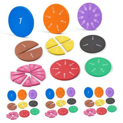 stochastic box Set of 4 Magnetic Fraction Circles 204 pcs Fraction Bars Set, Rainbow Math Manipulatives Learning Toy for Preschool Elementary School Classroom Educational Kit