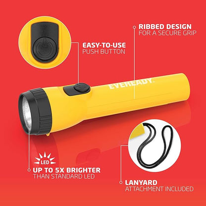 Eveready LED Flashlight Bright Reliable Flashlights for General Purpose, Great for Camping, Car, Emergency Storm Power Outage Handheld Flashlight (Batteries Included) (Pack of 16)