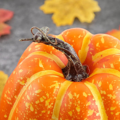 Ywlake 16 Pcs Pumpkin Fall Decorations, Decorative Large Small Outdoor Orange Foam Plastic Fake Faux Artificial Pumpkins for Halloween Autumn Harvest Festival Home Table Decor