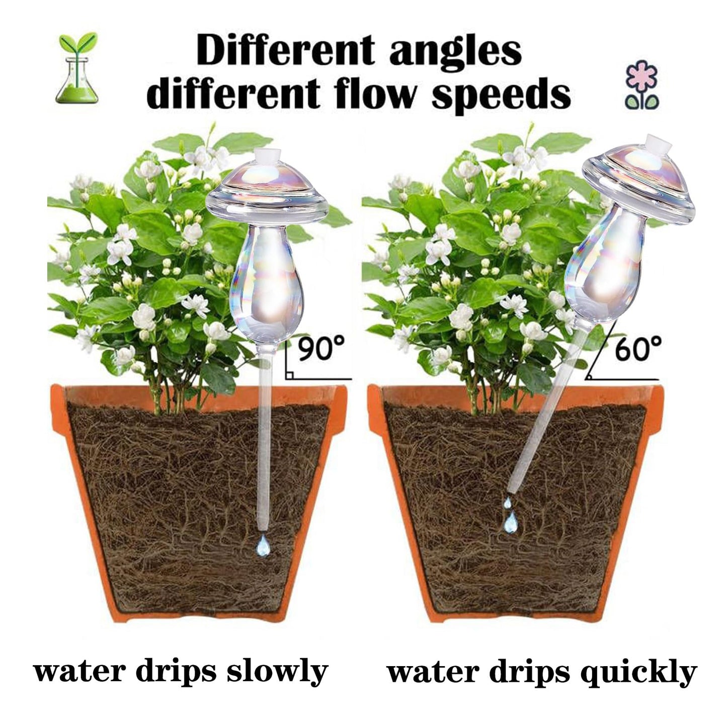 Vodhord Plant Watering Globes 4 Pack, Self Watering Planter Insert, Mushroom Self Watering Globes for Indoor & Outdoor Plants, Top-Fill Watering, Watering Bulbs Made from Hand-Blown Durable Glass