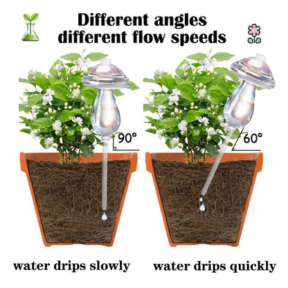 Vodhord Plant Watering Globes 4 Pack, Self Watering Planter Insert, Mushroom Self Watering Globes for Indoor & Outdoor Plants, Top-Fill Watering, Watering Bulbs Made from Hand-Blown Durable Glass