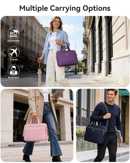 Lausiax 15.6 16 Inch Laptop Bag Case for Women Men Compatible with MacBook Pro M5/HP OmniBook Omen Envy/Dell Pro Inspiron/Lenovo Yoga IdealPad, Messenger Carrying Briefcase Computer Bag Case, Pink