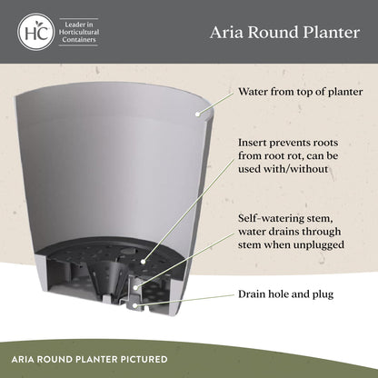 The HC Companies Aria Round Self-Watering Pot - Lightweight Plastic Planter for Herbs & More - Durable Plant Pots for Indoor Plants & Outdoor Plants (6" Glossy White, Pack of 1)