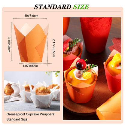 500 Pcs Fall Tulip Cupcake Liners Thanksgiving Muffin Baking Liners Holders Grease Proof Cake Liner Cupcake Wrappers for Autumn Thanksgiving Birthday Party