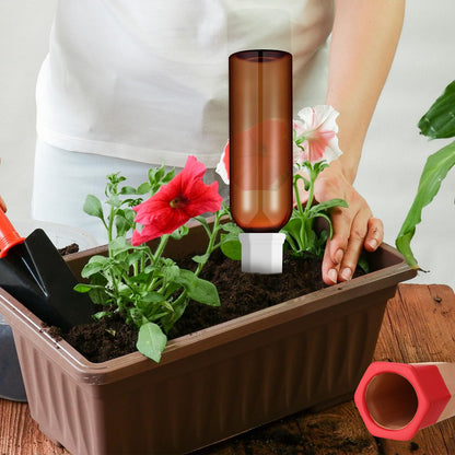 SiliFine 6 Sets Plant Watering Devices Include Terracotta Self Watering Spikes and 26 oz Plastic Bottles, Slow Release Vacation Insert Automatic Plant Waterer Device (Brown and Mixed Color)