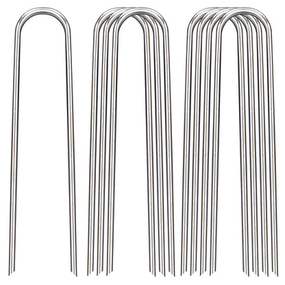 FAAYUCK 12 Inch Landscape Staples, 12/25/50/100 Pack Galvanized Garden Stakes, 8 Gauge Heavy Duty U-Shaped Ground Stakes for Weed Barrier Fabric, Irrigation Tubing, Fence, Outdoor Decorations