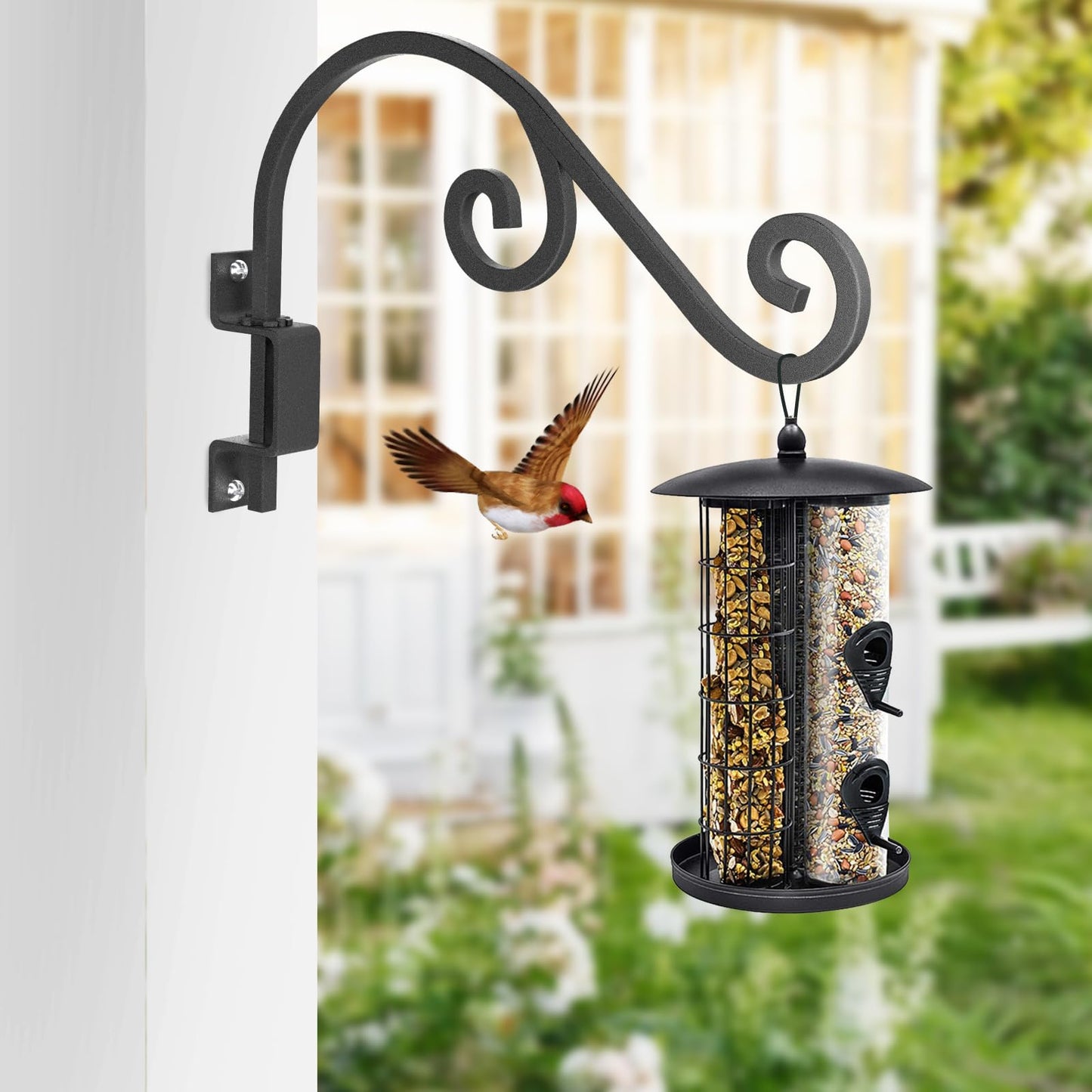 Swivel Plant Hangers Outdoor: 2 Pack 16 Inch Metal Hanging Plant Bracket Sturdy Wrought Iron Plant Hooks Indoor Wall Mount for Hanging Bird Feeders, Lanterns, Flower Baskets, Wind Chimes, Black