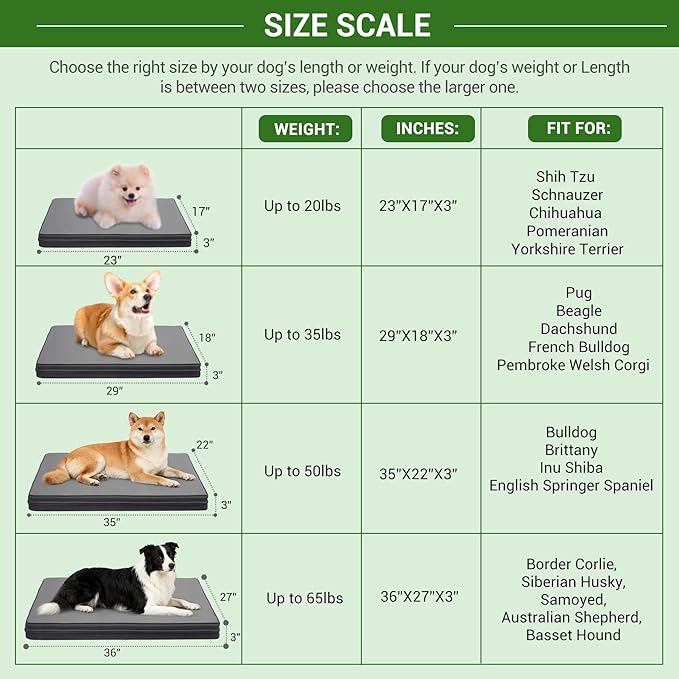 Vonabem Outdoor Waterproof Dog Bed Washable, Small Crate Pad 24 inch, Cooling Wipeable Puppy Beds with Removable Cover Reversible, Foam Leather Durable Anti-Slip Kennel Pads 23"x17" Grey